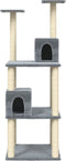 vidaXL - Kattenmeubel - met - sisal - krabpalen - 141 - cm - lichtgrijs