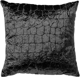 Dutch Decor COLETTE - Kussenhoes 45x45 cm - velours - luxe kroko print - Raven - zwart - met rits