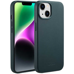 Accezz iPhone 14 - MagSafe Leather Backcover - Echt leer - Donkergroen