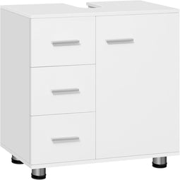 Eugad Badkamerkast - 3 Laden en Kastdeur - E1 Hout - Wit - 60x60x30 cm