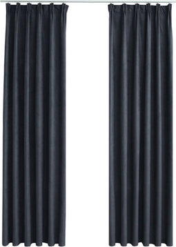 vidaXL - Gordijnen - verduisterend - met - haken - 2 - st - 140x245 - cm - antraciet