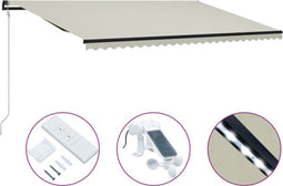 vidaXL - Luifel - uittrekbaar - met - windsensor - en - LED - 600x300 - cm - crème