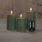 Anna Collection LED kaarsen/stompkaarsen set - 3x st - jade groen - swirl - afstandsbediening