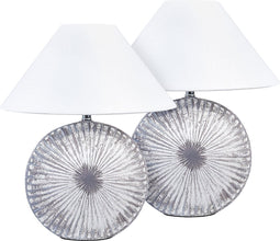 YUNA - Tafellamp set van 2 - Grijs/Wit - Keramiek