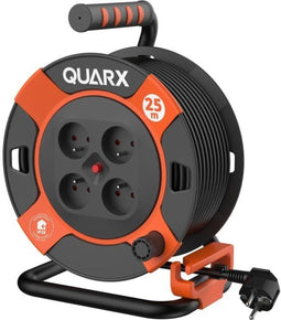 QUARX - 25m DIY haspel - H05VV-F 3G1.5mm² - 4 stopcontacten - Thermische beveiliging