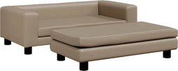 vidaXL - Hondenmand - met - verlengstuk - 100x50x30 - cm - kunstleer - cappuccino