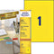 Avery 3473 - Gekleurde Etiketten A4 - Zelfklevend - Geel (100 stuks)
