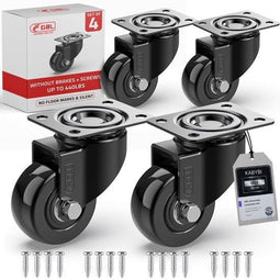 GBL® 4 x Zwenkwielen 50mm - Hoogwaardige Mini-wielen - 360 graden draaibaar (4 stuks)