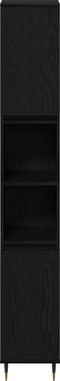 vidaXL - Badkamerkast - Zwart - Eiken - 30x30x190 - cm - Geengineerd - Hout