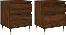 vidaXL - Nachtkastjes - 2 - st - 40x35x50 - cm - bewerkt - hout - bruin - eikenkleur