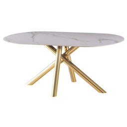 Eettafel Home ESPRIT Gouden Metaal Keramisch 180 x 90 x 75 cm