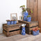 Portuguese metal flower pots on zinc tray - Portuguese metal flower pots on zinc tray