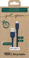 Ecologische Kabel Micro-USB Intensiteit 2.1A 2m Recyclebaar Just Green blauw