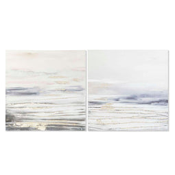Schilderij DKD Home Decor Blauw Grijs Abstract Modern 90 x 3,7 x 90 cm (2 Stuks)