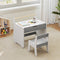 Coast 3-in-1 Kinderzitgroep - Houten Kindertafel met Omkeerbaar Tafelblad en Stoel - Grijs/Wit - 61,5 cm