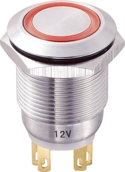 TRU COMPONENTS TC-8831256 LAS1-GQ-11E/R/12V Vandalismebestendige drukschakelaar 250 V/AC 5 A 1x uit/(aan) Moment Rood I