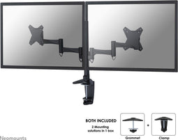 Neomounts FPMA-D1330DBLACK - Full Motion Dual Desk Mount - Voor 2x 10-27" Monitoren - Zwart (2 stuks)