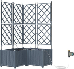 vidaXL - Tuinplantenbakken - met - Waterreservoir - 3 - stuks - Lichtgrijs