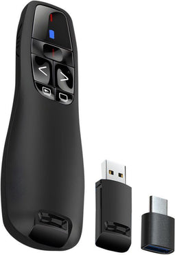 Nuvance Presenter - Draadloze Klikker - Laser - USB Ontvanger - Incl. USB C Adapter