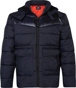 Petrol Industries - Heren Gewatteerd Jack - Afritsbare capuchon - Blauw - Maat XXL