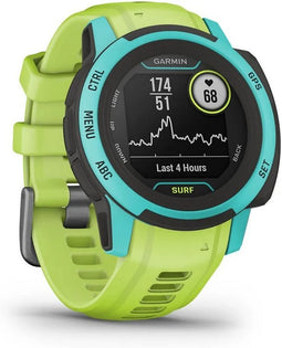 Garmin Instinct 2S Surf editie Waikiki 40 mm turkoois met een groen siliconen polsband