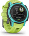 Garmin Instinct 2S Surf editie Waikiki 40 mm turkoois met een groen siliconen polsband