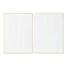 Wanddecoratie Home ESPRIT Wit Gouden Abstract 72,7 x 2,5 x 100,5 cm (2 Stuks)