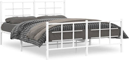 vidaXL - Bedframe - met - hoofd- - en - voeteneinde - metaal - wit - 160x200 - cm