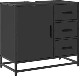 vidaXL - Wastafelkast - 65x33x60 - cm - bewerkt - hout - zwart