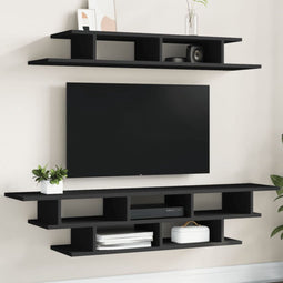 vidaXL - Tv-wandmeubelset - bewerkt - hout - zwart