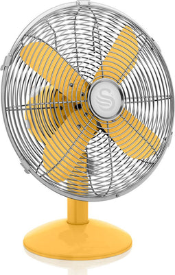 Swan - Tafelventilator – Verticaal Kantelbaar – 3 Snelheden - 12 Inch – Geel