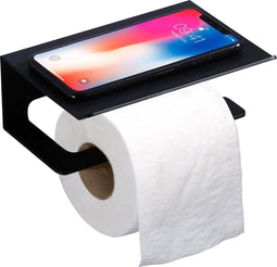 WITTS WC Rolhouder met Plankje - Zelfklevend - Toiletrolhouder - Wc Rolhouder Zwart