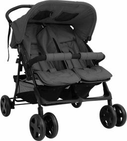 vidaXL - Tweelingkinderwagen - staal - donkergrijs