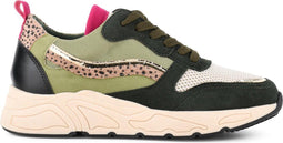 PS Poelman Carocel - Lage Sneakers - Imitatie Leren Suedè PU - Donker Groen Goud - Maat 41
