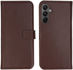 Selencia Samsung Galaxy A15 - Echt Lederen Bookcase - Donkerbruin
