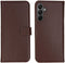 Selencia Samsung Galaxy A15 - Echt Lederen Bookcase - Donkerbruin