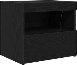 vidaXL - Nachtkastje - met - LED-verlichting - Zwart - Eiken - 50x40x45 - cm