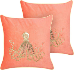 OSMUNDEA - Sierkussen set van 2 - Rood - 45 x 45 cm - Fluweel