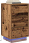vidaXL - Nachtkastje - met - LED-verlichting - 38x34x65 - cm - oud - hout