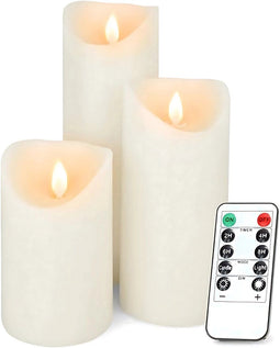 O'DADDY® LED Kaarsen - LED kaarsen met bewegende vlam en afstandsbediening - Warm Wit - Crème - set van 3 (12.5+18+22 cm)