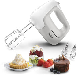 Tefal Prep'Mix HT450B - Handmixer - 450W 5 snelheden RVS gardes en deeghaken - Wit Grijs