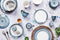 COSMOS Servies - 30 stuks - Compleet voor 6 personen - Blauw