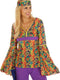Dressforfun Hippie Kostuum Dames - Top en Broek van Rekbare Jersey - Retro Design Jaren '60 en '70 - Inclusief Schoudertas