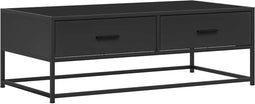 vidaXL - Salontafel - 100x50x35 - cm - bewerkt - hout - en - metaal - zwart