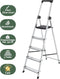 BRASQ Huishoudtrap 5-treden - Inklapbaar aluminium - Antislip - Zilver
