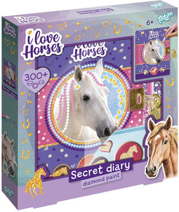 Totum I Love Horses - Geheim Dagboek met Slot - Diamond Painting en 2D-stickers - 13 x 17,6 cm