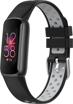 iMoshion Bandje Geschikt voor Fitbit Luxe/Grijs - iMoshion Siliconen sport band zilveren gesp zonder pinnetje - Zwart