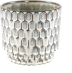 PTMD Emmily White Glazed Ceramic Pot Scales Round XL