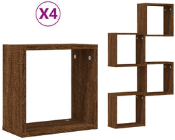 vidaXL - Wandschappen - kubus - 4 - st - 30x15x30 - cm - sonoma - bruin - eikenkleurig