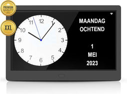 TTD® Dementieklok XXL - Kalenderklok - 10 Inch HD Scherm - Wi-Fi - Zwart